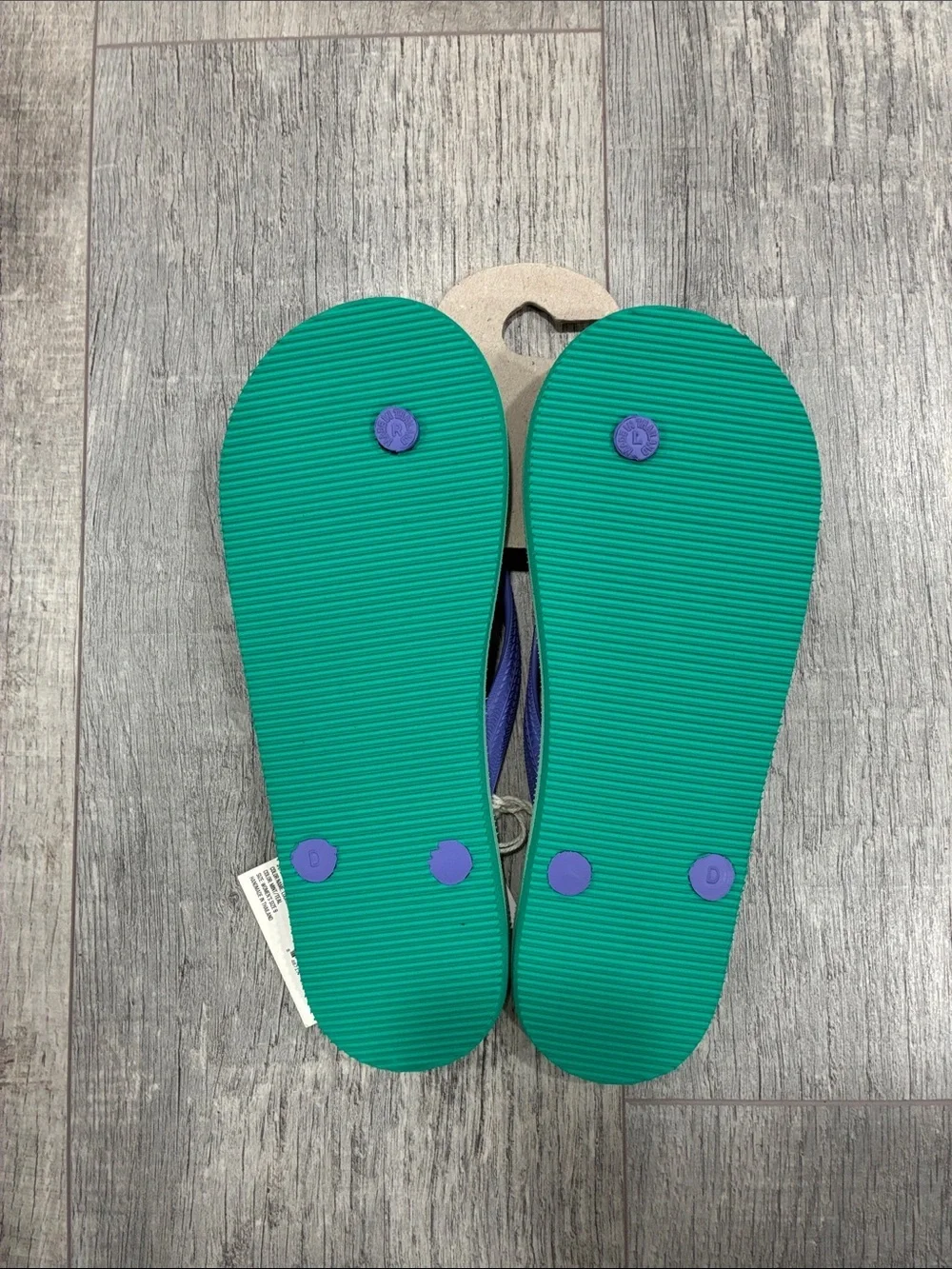 Feelgoodz Women’s Classicz Ultra Mint Teal+ Purple Flip Flops Sandals Sz 6, 9